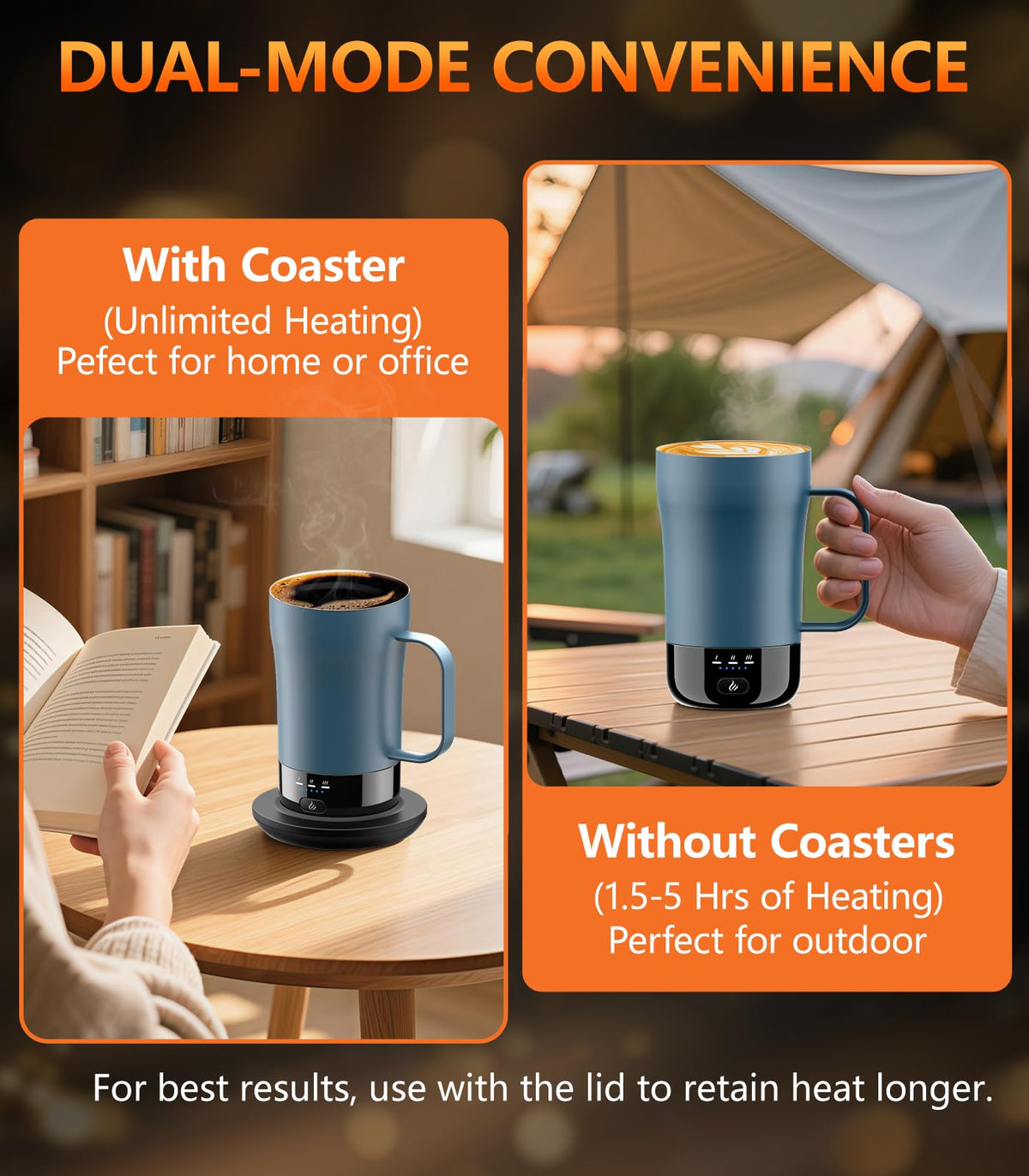 Close-up of spill-resistant lid illustrates travel-friendly, mess-free sipping