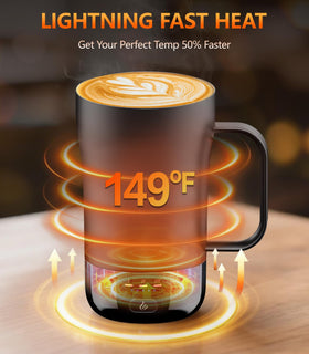 Close-up of LED temperature indicator showing 113°F level for precise sipping