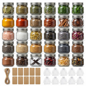 PUSKMAY 8 oz mason jar with clear glass ideal for labeling and gifting.