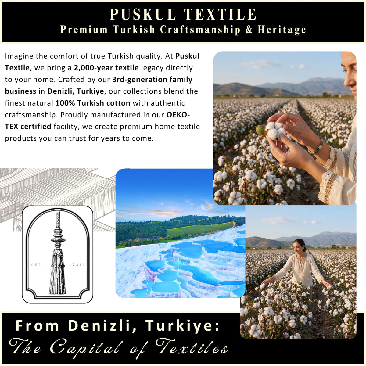 Packaging of PÜSKÜL set highlighting OEKO-TEX and three-piece value.