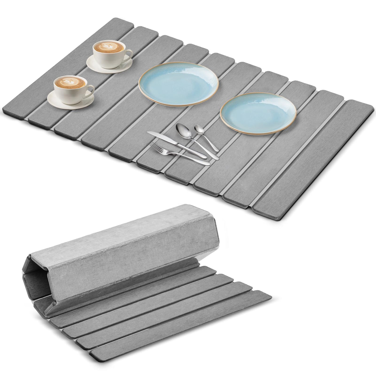Puxinargo large stone drying mat highlights water absorption for quick countertop drying