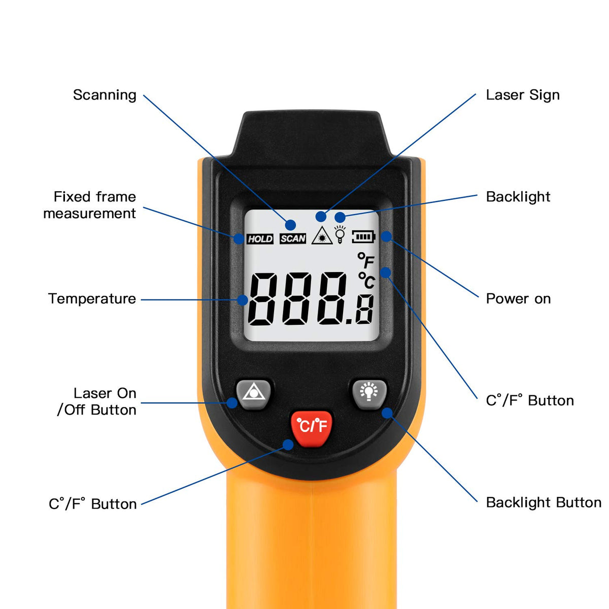 PWWDADA industrial temperature gun suitable for workshop tasks.