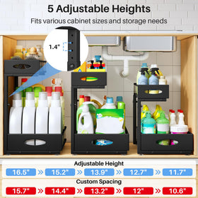 3 inch raised edge protects tall bottles from tipping in the organizer