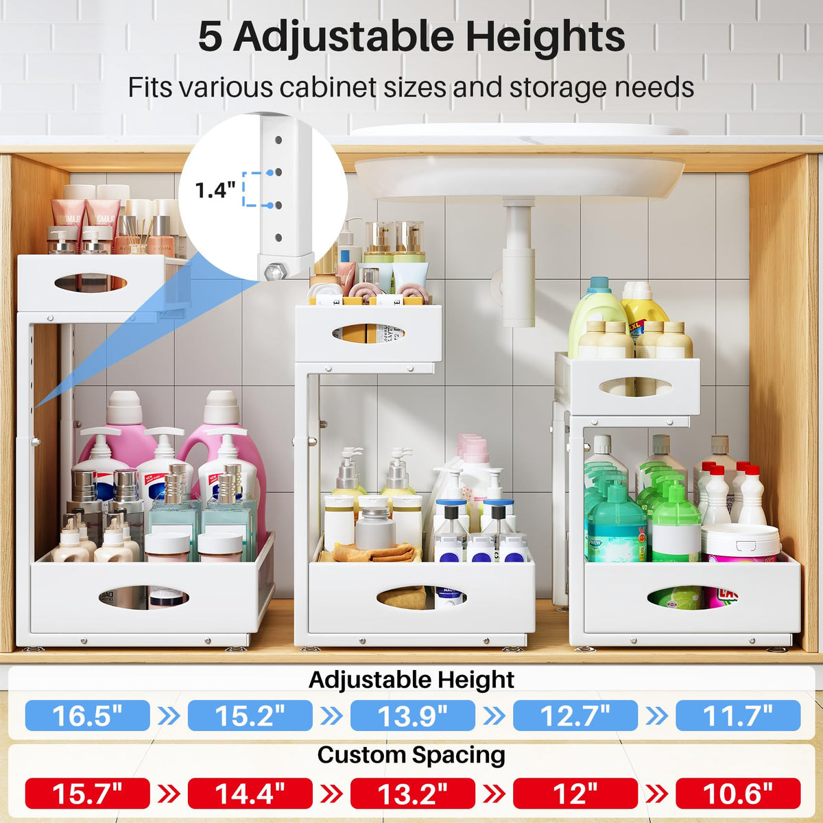 PXRACK 3-inch edge prevents tipping for tall bottles.