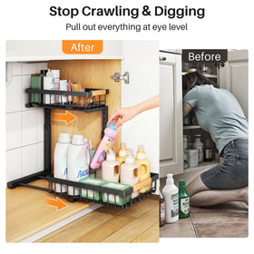 PXRACK C-shaped design fits around plumbing under the sink