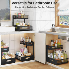 Simple, quick assembly of two-pack under sink organizers