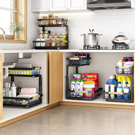 PXRACK two-tier pull-out design keeps items organized and accessible.