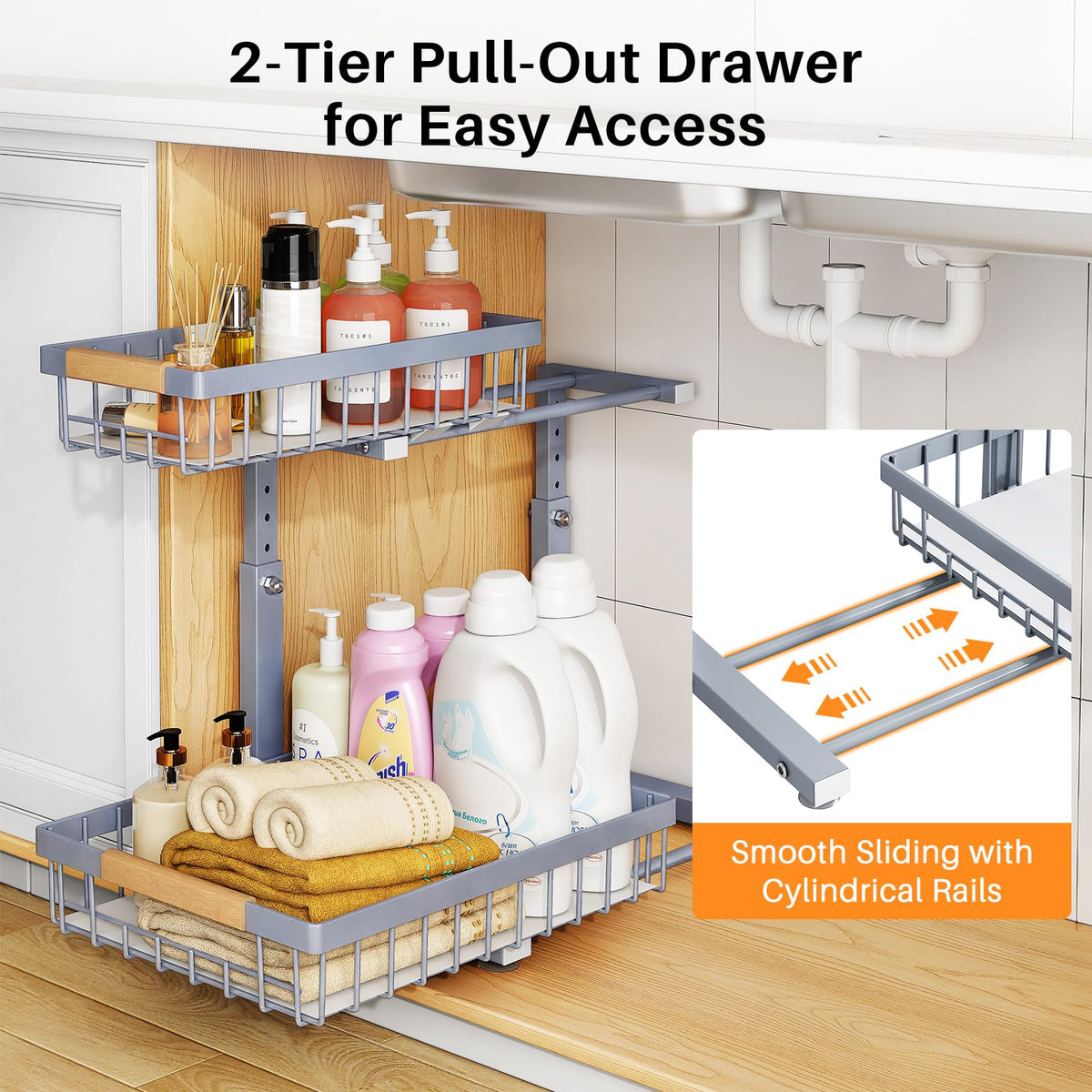 PXRACK C-shape design clears plumbing while storing essentials