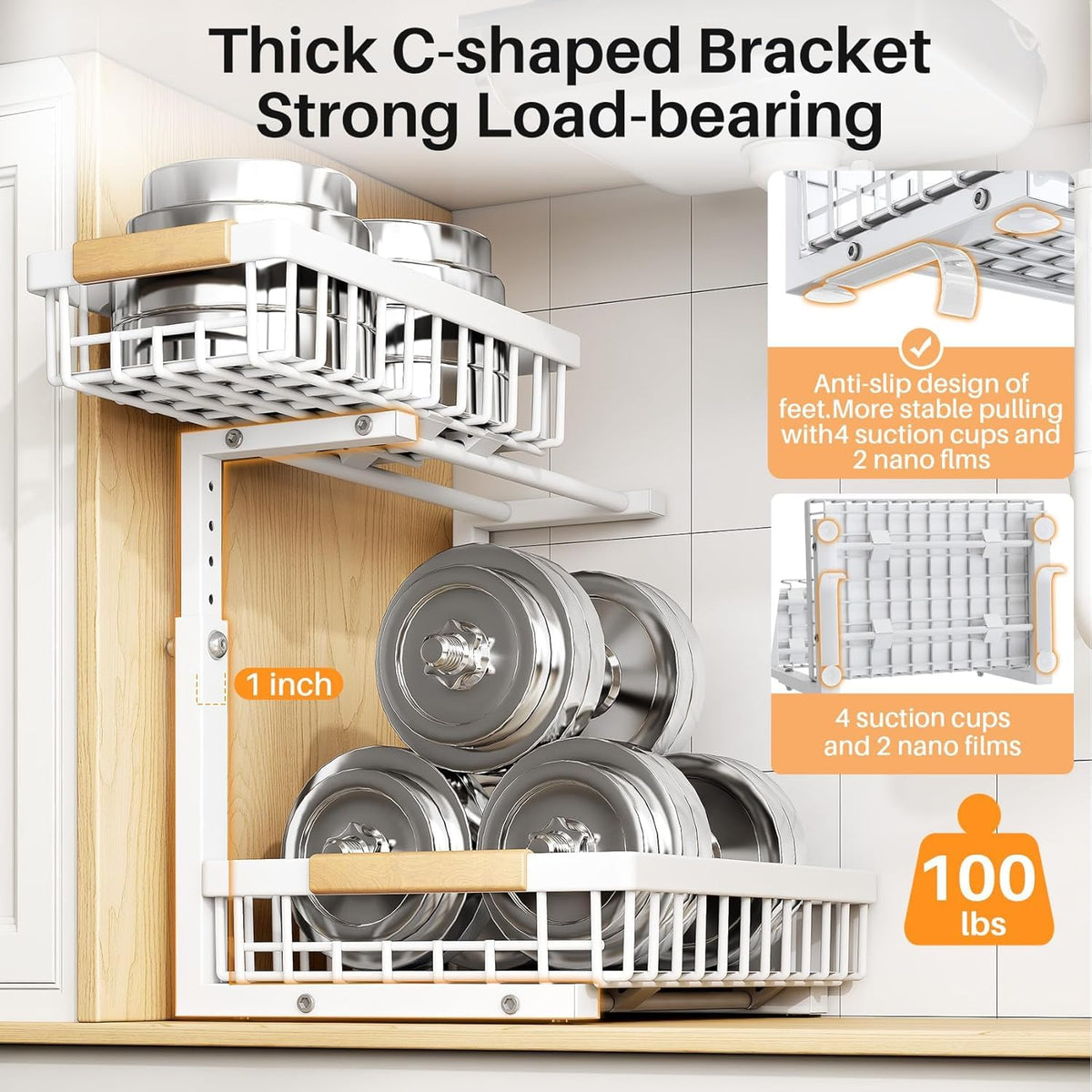 PXRACK includes suction cups to prevent slipping and secure placement.