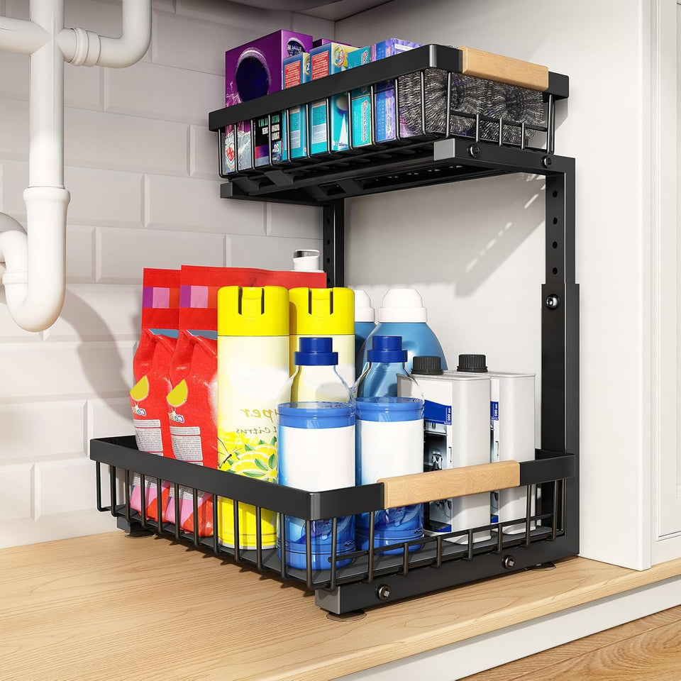 PXRACK under-sink organizer two-tier slide-out for easy access