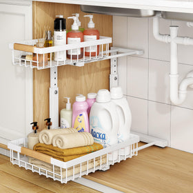 PXRACK white large 2-pack for versatile under-sink storage