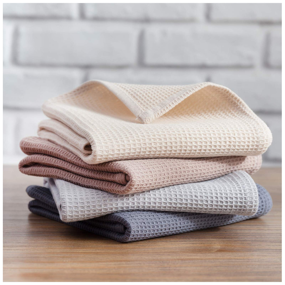 PY HOME & SPORTS solid color towels pack adds vibrant kitchen decor.