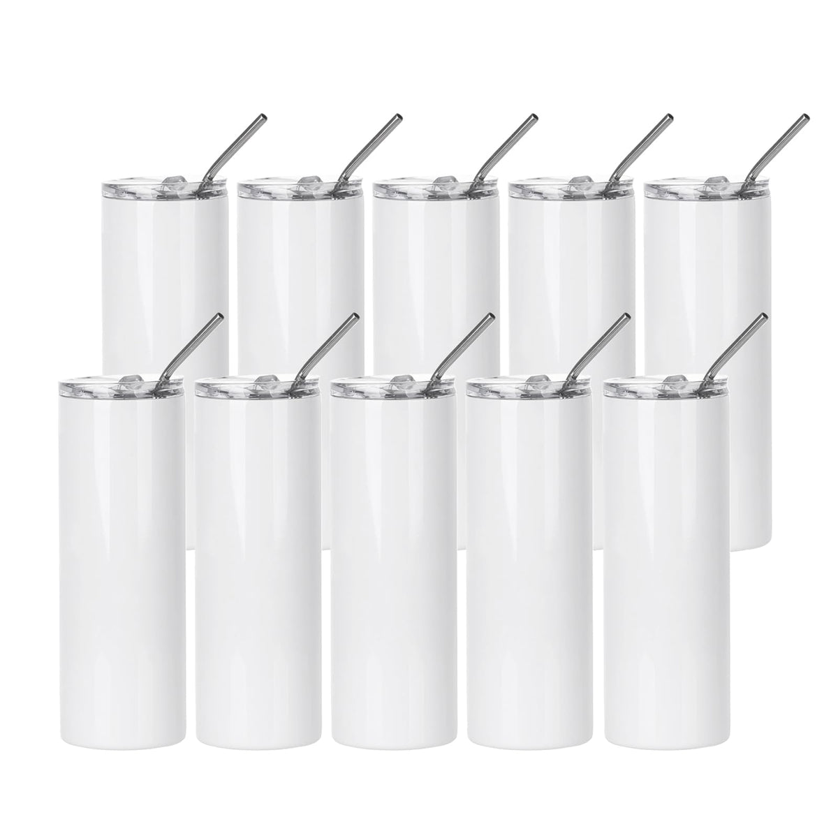 PYD Life 20 oz skinny tumbler front view with lid and straw for on-the-go drinks