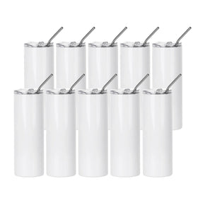 PYD Life 20 oz skinny tumbler front view with lid and straw for on-the-go drinks