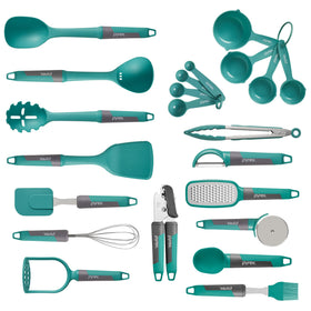 Pyrex 22-piece silicone utensils spatula for gentle, non-stick flipping.
