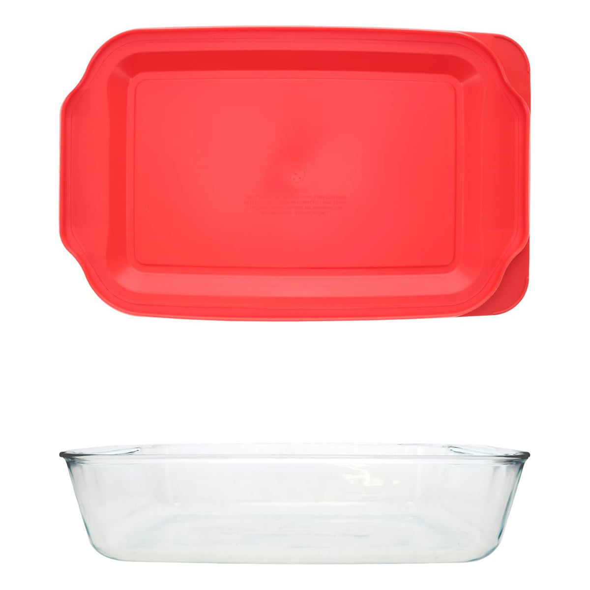 Pyrex 233D glass dish with red lid, safe for reheating and convenient meal prep.
