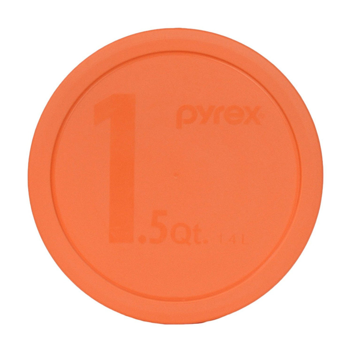 Pyrex 323-PC orange lid closeup showing secure fit and BPA-free plastic.