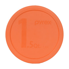 Pyrex 323-PC orange lid closeup showing secure fit and BPA-free plastic.
