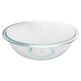 Pyrex 326 4-quart glass mixing bowl, safe for fridge, microwave, and freezer.