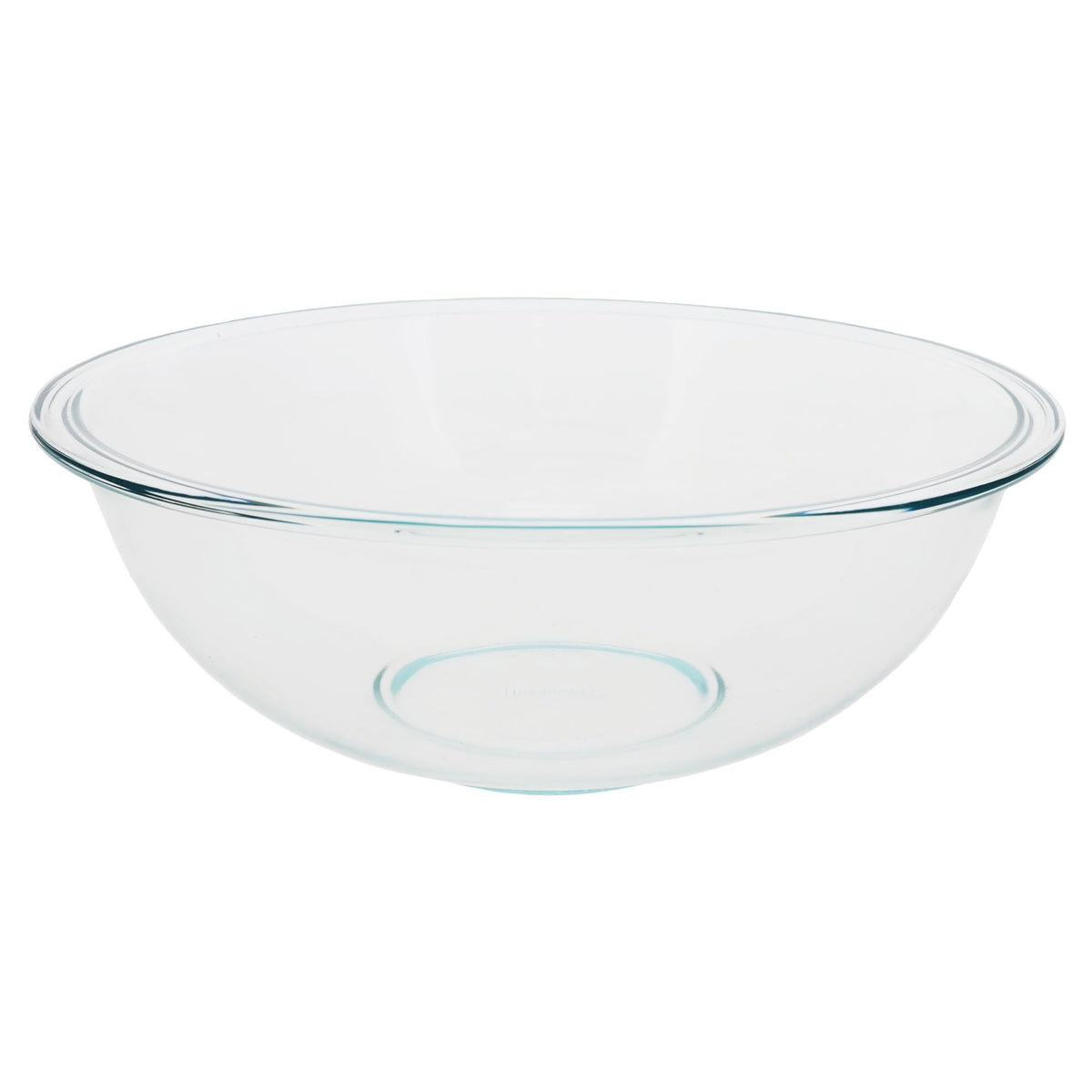 Pyrex 326 4-quart glass mixing bowl side view, durable and versatile.