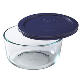 Pyrex 7200 dark blue lid seals bowls for fridge storage.