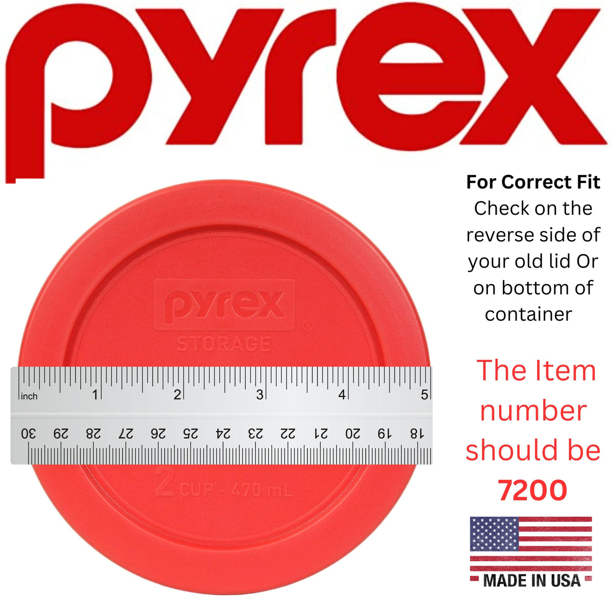 Pyrex 7200-PC 2 cup bowl with lid shows microwave safe storage.