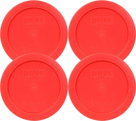 Pyrex 7200-PC four pack red lids for 2 cup bowls preserve leftovers.