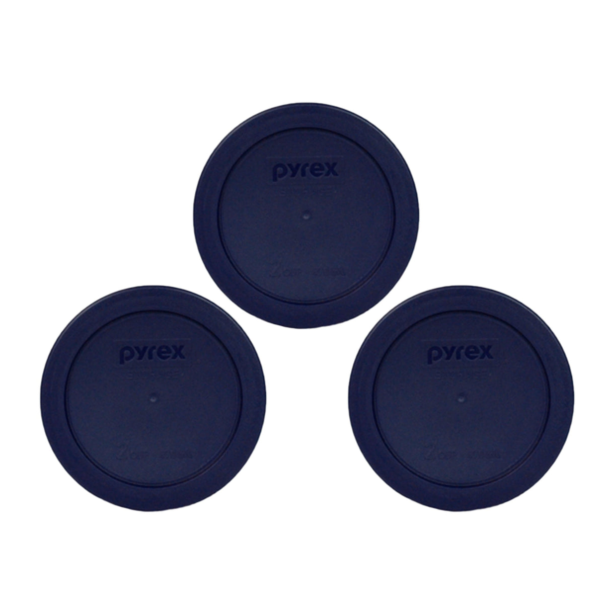 Pyrex 7200-PC blue lid 3-pack showing a secure seal for fresh food storage