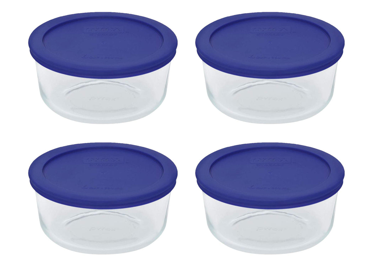 Pyrex 7201 four-cup glass bowls for versatile kitchen prep and storage.
