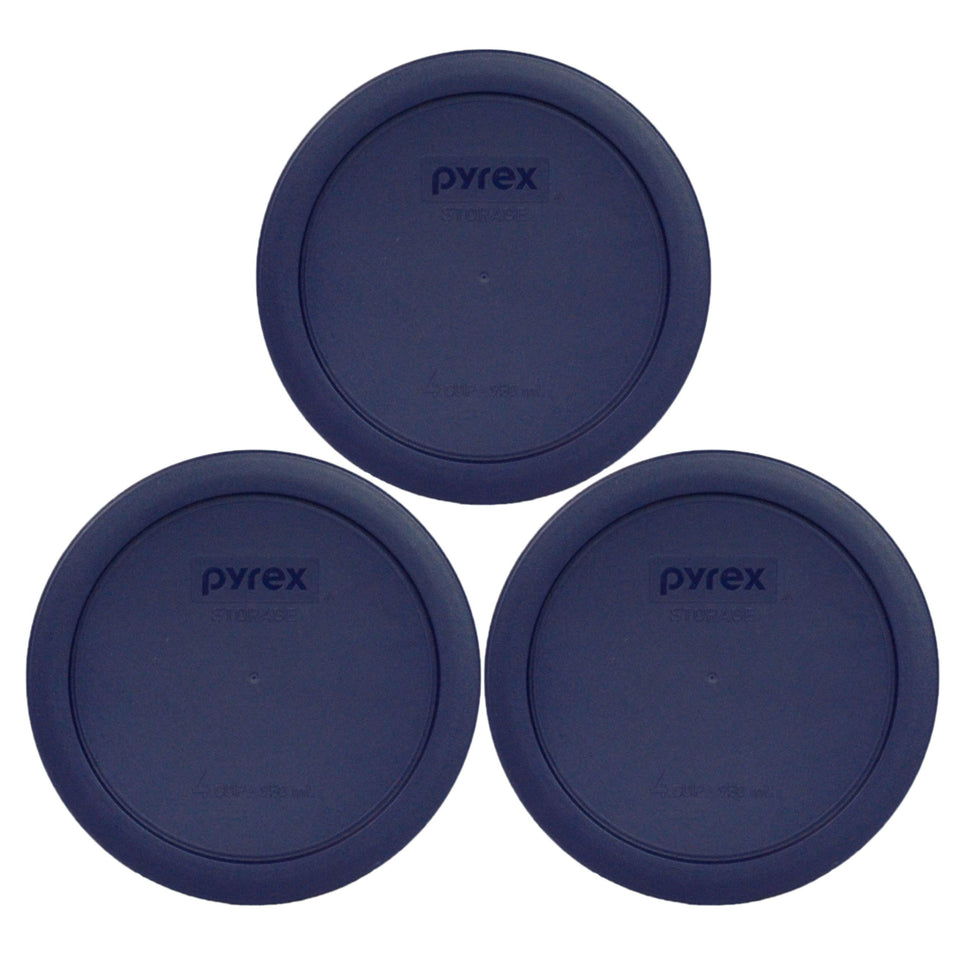 Pyrex 7201-PC lid pack for four-cup round bowls, ideal for organized storage.