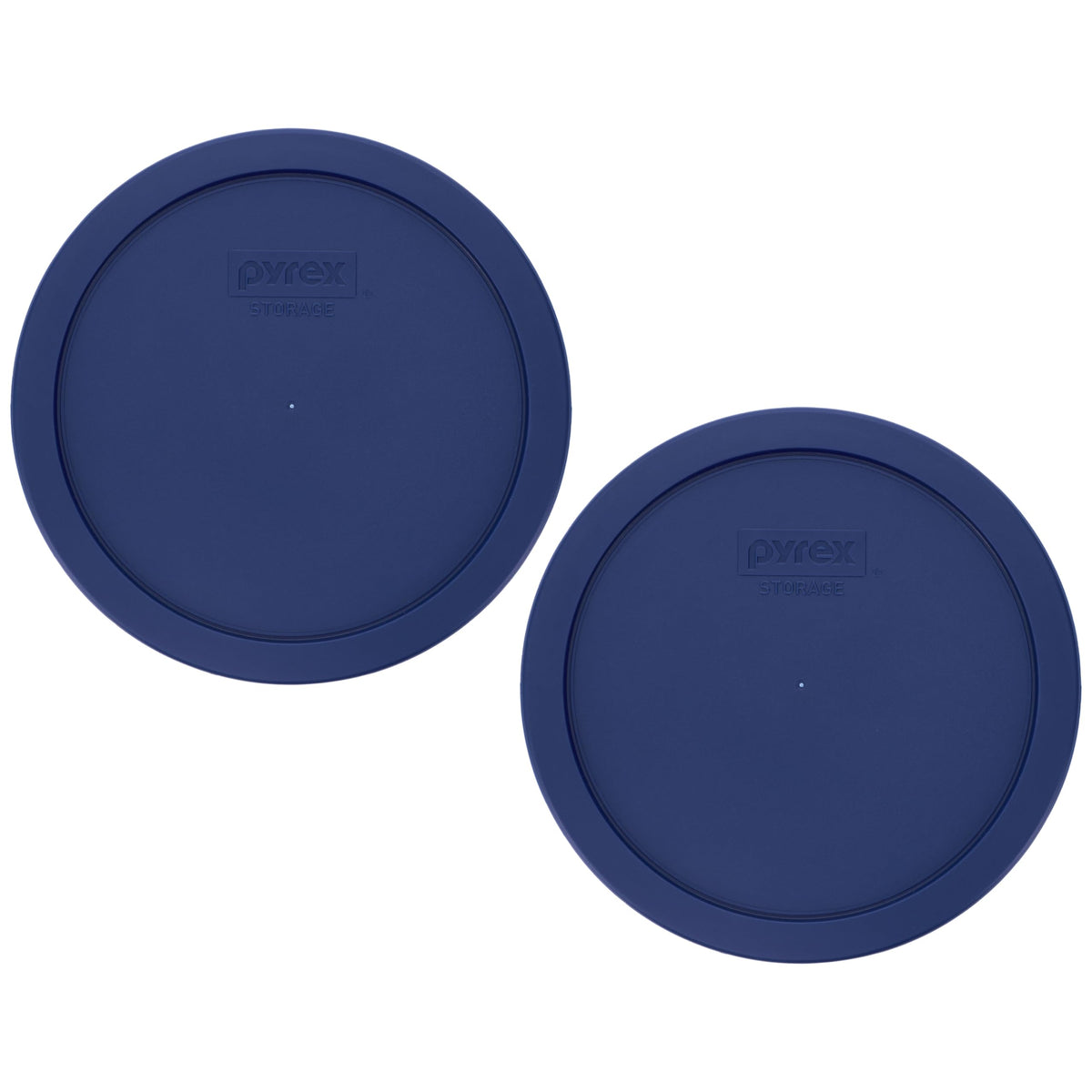Pyrex 7402-PC blue lids front view showing secure seal for fridge storage