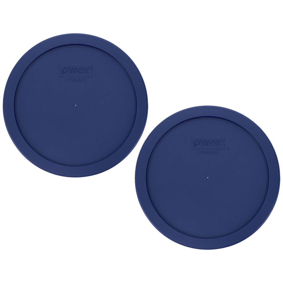Pyrex 7402-PC blue lids front view showing secure seal for fridge storage