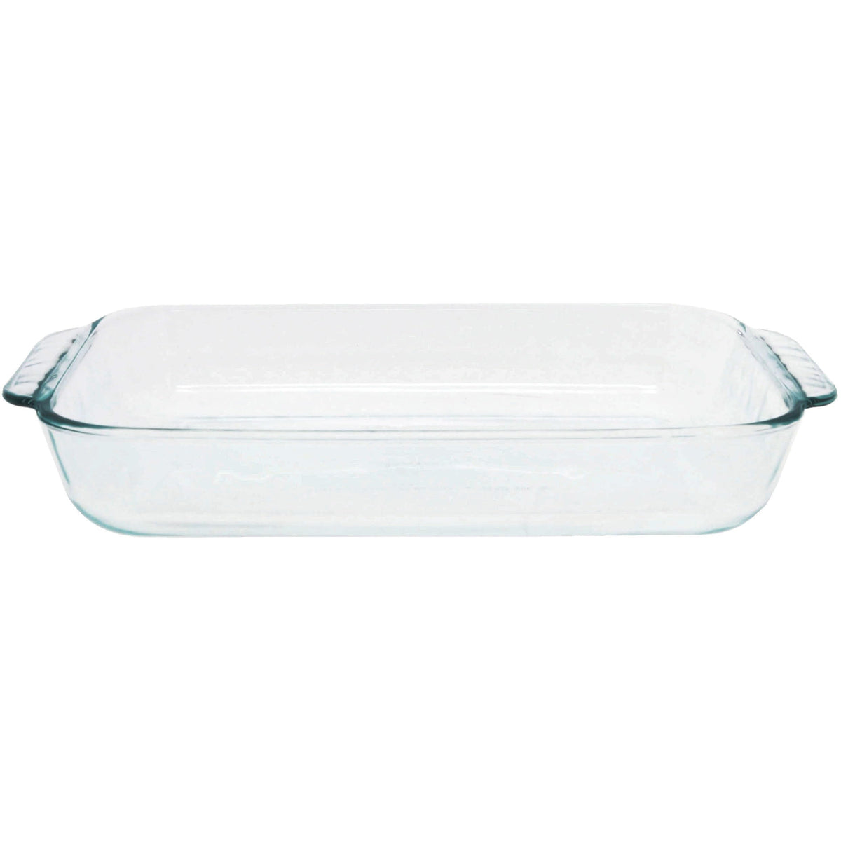 Pyrex Basics 2-quart glass baking dish before cooking for oven use