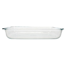 Pyrex Basics 2-quart glass baking dish on table for serving