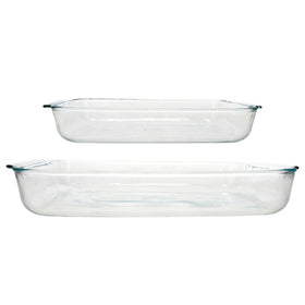 Pyrex Basics USA-made clear glass baking dish emphasizes quality and durability.