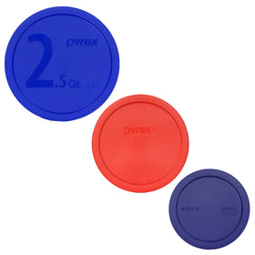 Pyrex blue 2.5qt bowl with lid, durable storage for meals and prep.