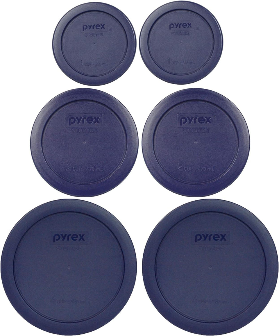 Pyrex blue 1-cup lid with secure fit for airtight fridge storage