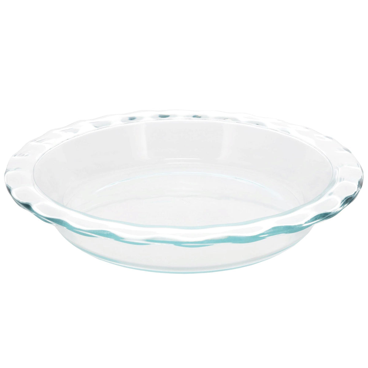 Pyrex C-209 fluted rim edge highlights decorative crusts and easy transfer.
