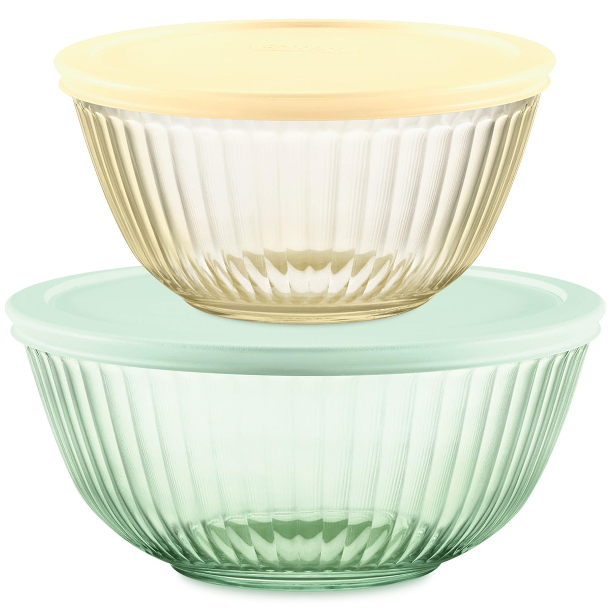 Pyrex Colors 1.3-qt bowl with lid for easy prep and storage.