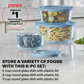 Pyrex Colors Tinted 4-cup round container keeping portions organized and odors contained.