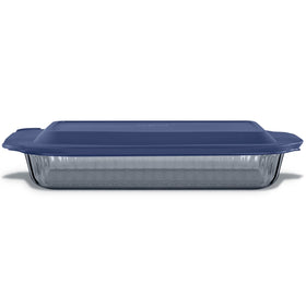 Pyrex Colors Tinted 9x13 baking dish ready for oven and table, ideal for casseroles.