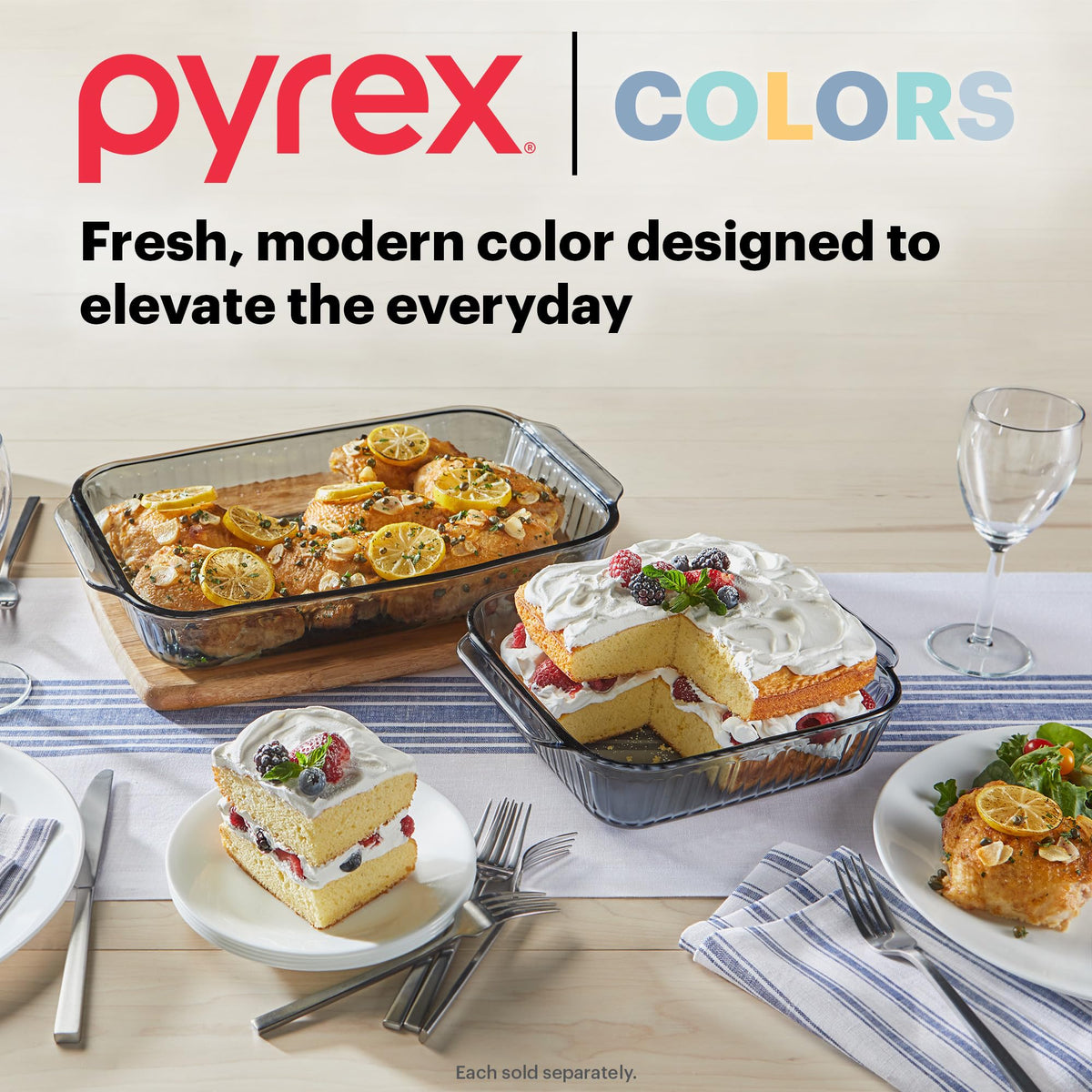 Freezer-ready and stackable Pyrex dish for meal prep.