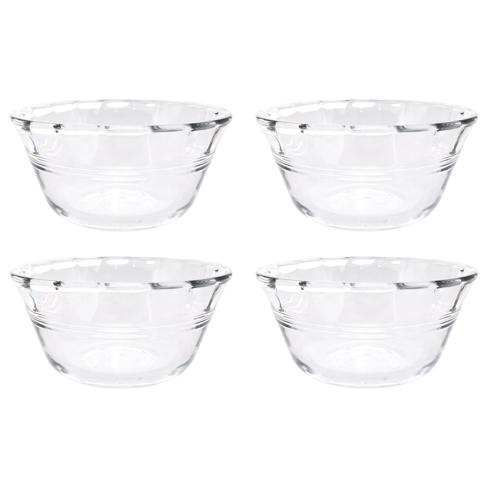 Pyrex 6-ounce custard cups in a four-pack, perfect for portioned servings.