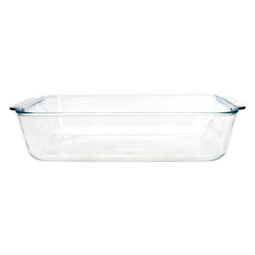 Pyrex ergonomic handles for safe lifting and serving.