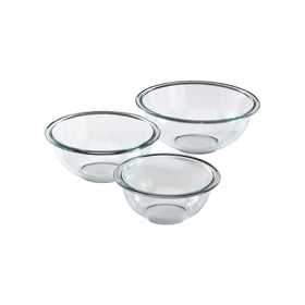 Pyrex Essentials 1 qt glass bowl for precise mixing and quick microwave warming.