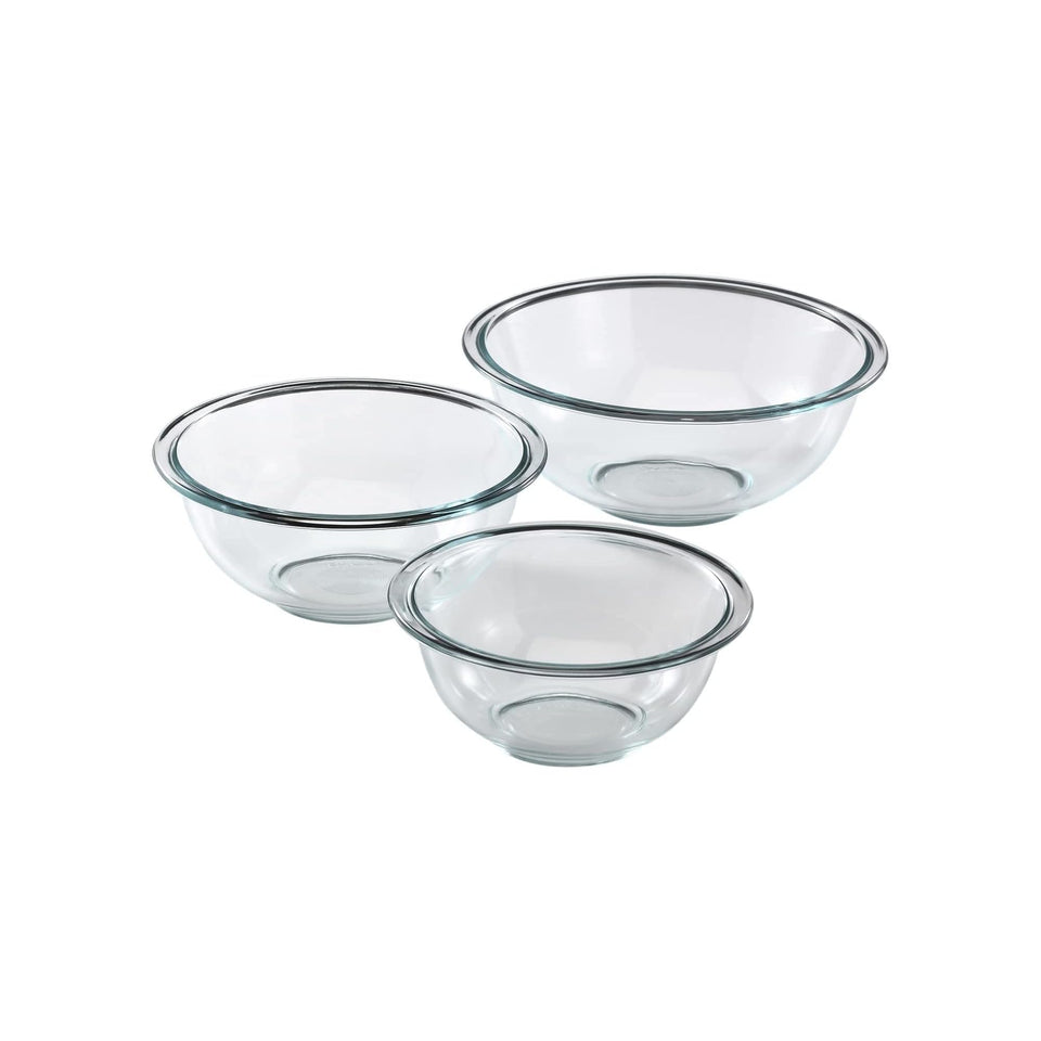 Pyrex Essentials 1 qt glass bowl for precise mixing and quick microwave warming.