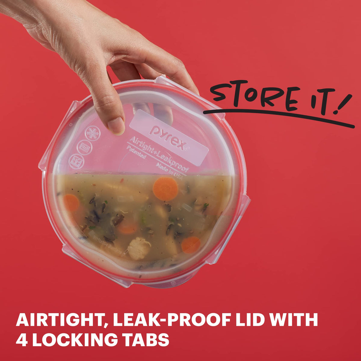 Pyrex Freshlock glass resists stains and cleans easily after microwave use.