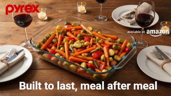Pyrex made in USA for reliable, durable cookware.