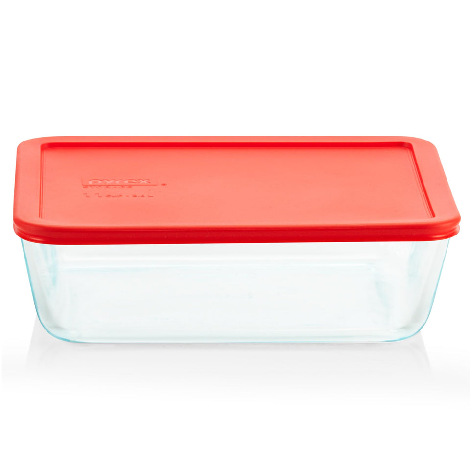 Pyrex Simply Store 11-Cup glass container with snug-fit lid for leftovers and meal prep