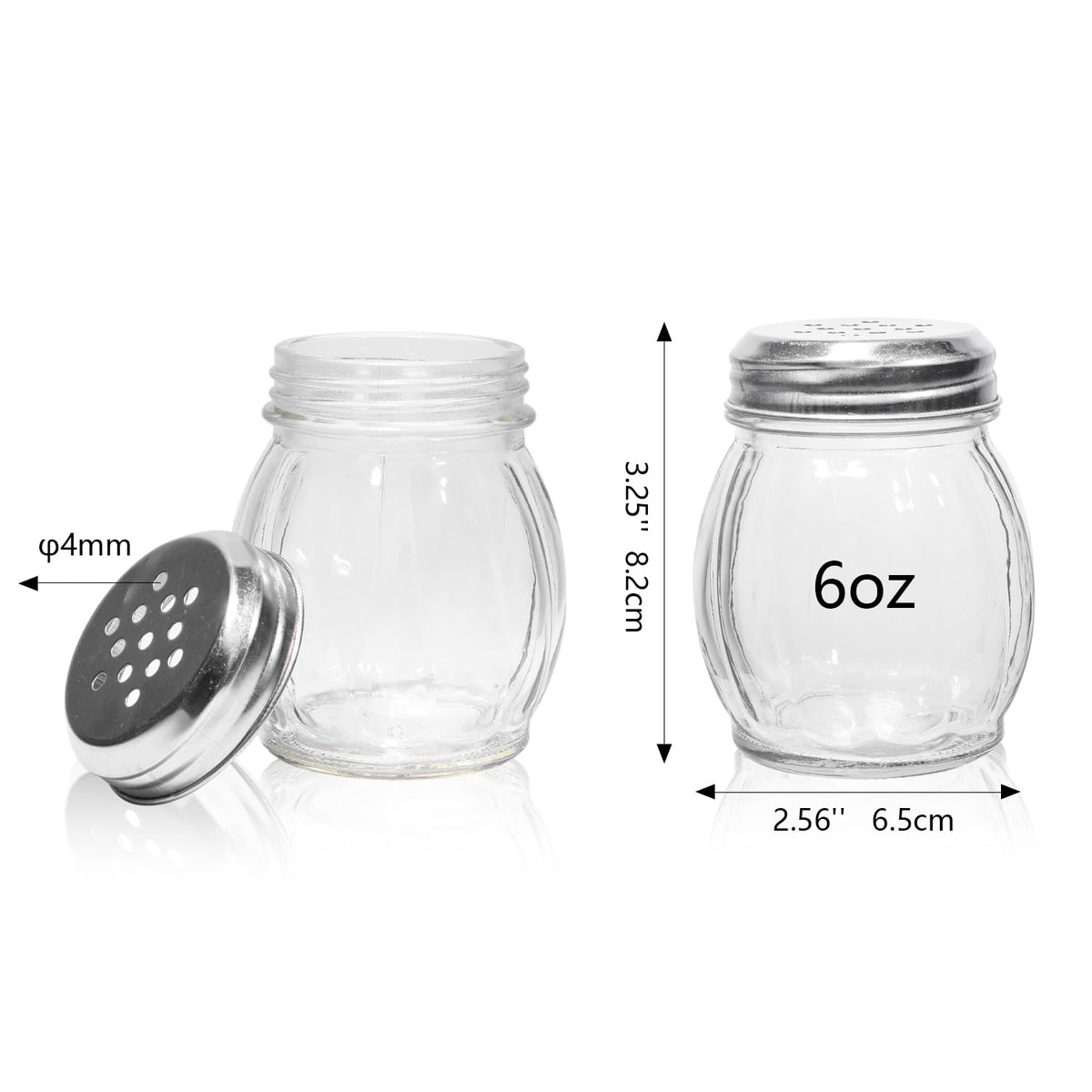 PYVYLO glass spice shaker with wide opening for easy refilling.